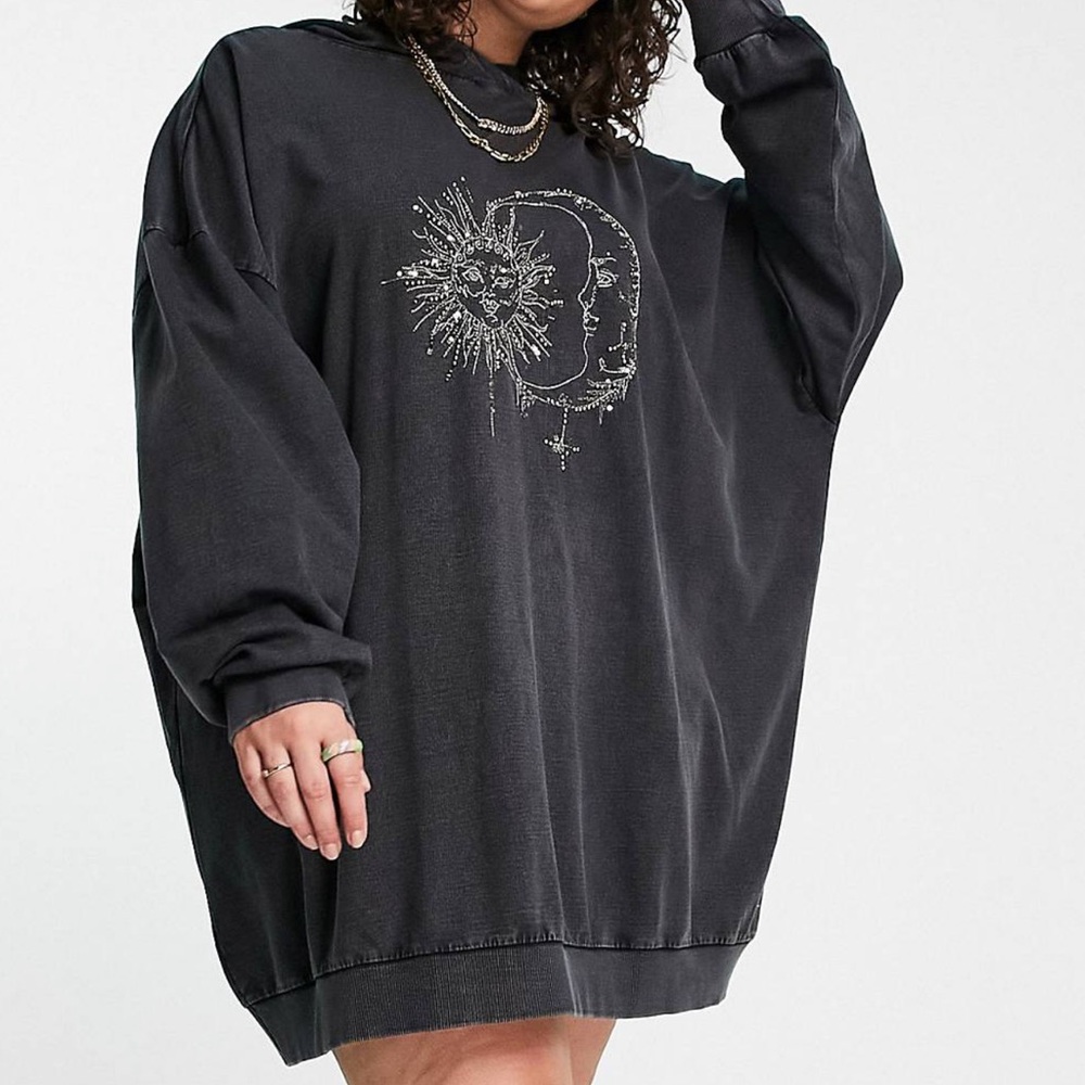 ASOS DESIGN curve oversized sweatshirt dress with mystic embellishment